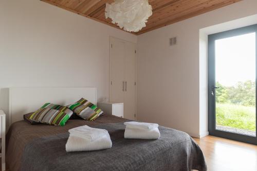 Terra AltaCasa do Cedro do Mato的一间卧室配有带两个枕头的床和窗户