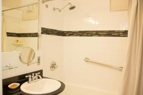 旧金山联合广场大臣酒店的一间带水槽和淋浴的浴室