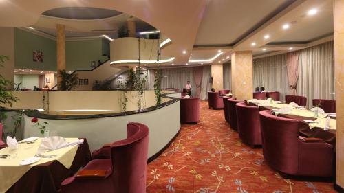 亚的斯亚贝巴艾利利国际大酒店的一间在房间内配有桌椅的餐厅