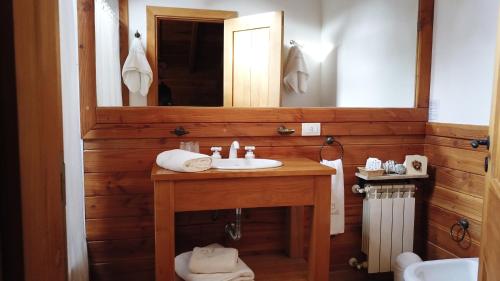 拉安戈斯图拉镇艾斯塔布罗宾馆的一间带水槽和镜子的浴室