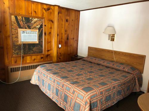 凯迪拉克阳光雪花酒店的酒店客房设有床和窗户。