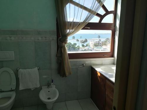 博卡奇卡佛罗伦萨别墅酒店的一间带卫生间、水槽和窗户的浴室