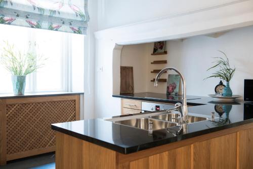 斯德哥尔摩英仙座住宅酒店的厨房配有水槽和台面