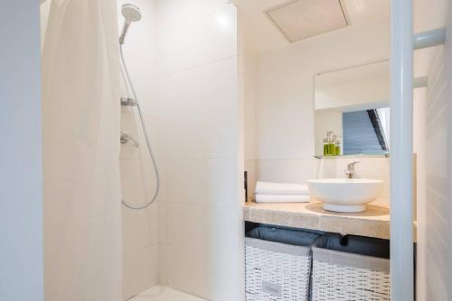 里昂里昂老城高地公寓的带淋浴和盥洗盆的浴室