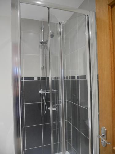 康福斯8 Swan House的浴室里设有玻璃门淋浴