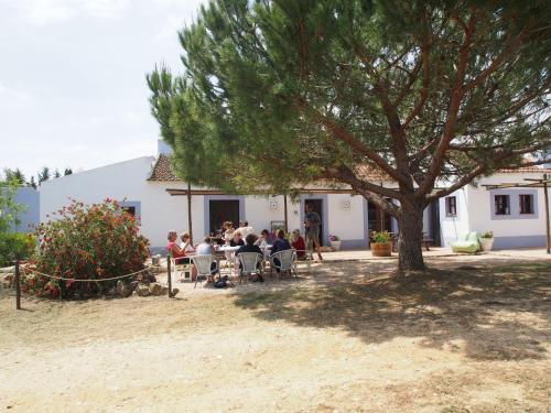 拉戈斯Casas na Vinha - Monte da Casteleja, Wine Estate - Eco Turismo Rural的一群人坐在树下桌子旁