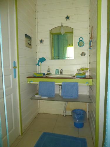 圣罗斯Coco Bungalows的一间带水槽和镜子的浴室