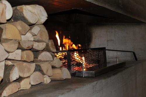 克莱恩 蒙塔纳勒马耶德克伦比尔度假屋的火炉里放着一堆木柴