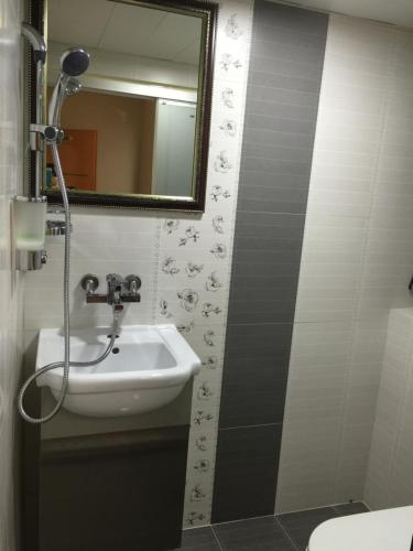 香港泰山宾馆 (喜利大厦)的一间带水槽和镜子的浴室