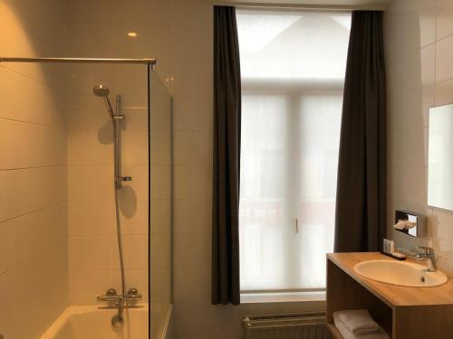 迪斯特德珐昂斯克朗酒店的一间带玻璃淋浴和水槽的浴室
