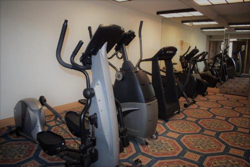 丹顿Texas Inn & Suites的一排健身自行车在房间里排成一排