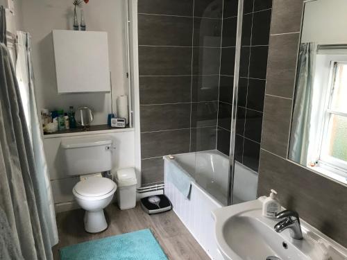 Dersingham圣裘德住宿加早餐旅馆的浴室配有卫生间、盥洗盆和淋浴。