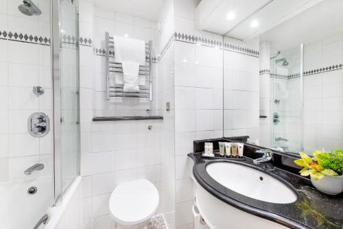 伦敦千禧国际伦敦骑士桥酒店的一间带水槽、卫生间和淋浴的浴室