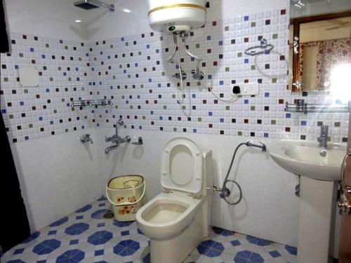 斯利那加Hotel Ash Vale的一间带卫生间和水槽的浴室