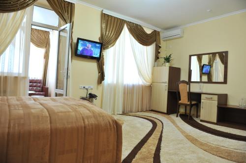 切尔诺夫策安迪那酒店的配有一张床和一台平面电视的酒店客房