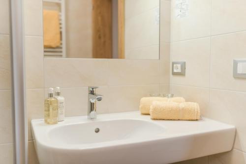 思科纳Garni Georgenhöhe的浴室设有白色水槽和镜子