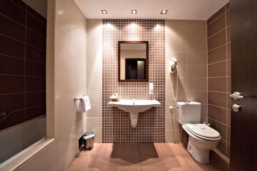 蒂米什瓦拉Hotel Aurelia的一间带水槽和卫生间的浴室