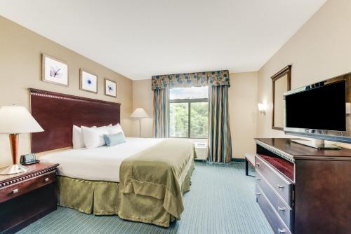 约克约克温盖特温德姆酒店的配有一张床和一台平面电视的酒店客房