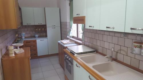 普罗斯西托角Punta Prosciutto apartments to rent的厨房配有水槽和炉灶