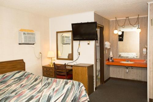 布法罗Z酒吧汽车旅馆的酒店客房设有床和水槽