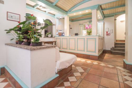 奥尔比亚泰拉诺瓦酒店的一间医院,里面设有一张床和盆栽植物