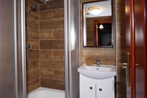 班斯卡-比斯特里察库利亚酒店的一间带水槽和淋浴的浴室