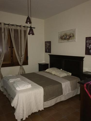 贝纳马奥马Casa Benamahoma的一间卧室设有一张大床和一个窗户。