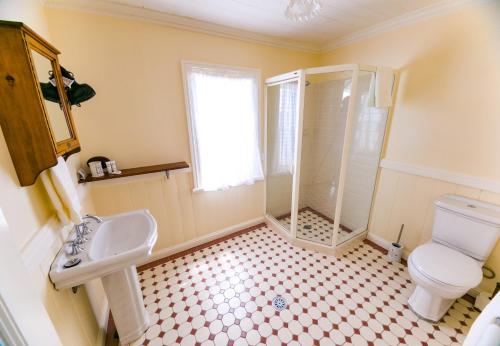 巴利纳Riversleigh House的带淋浴、卫生间和盥洗盆的浴室