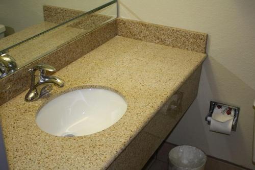 梅普尔伍德翡翠汽车旅馆的浴室水槽和花岗岩台面