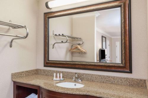 西尔马酒店西尔马CA旅程住宿的一间带水槽和镜子的浴室