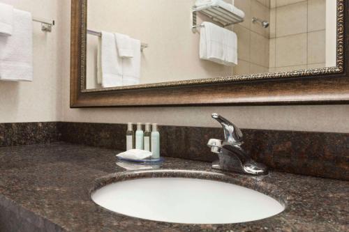 Meadow Lake梅多湖特拉维洛基酒店的一间带水槽和镜子的浴室