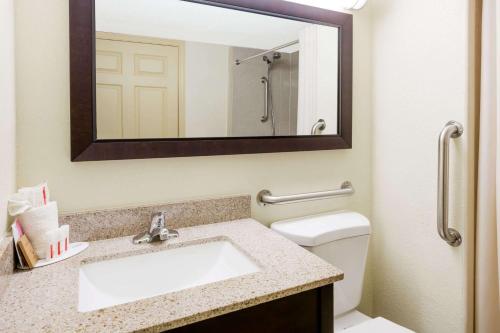 凤凰城Americas Best Value Inn Phenix City的一间带水槽和镜子的浴室