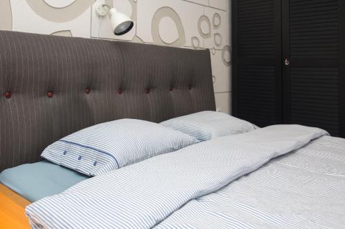 蒂米什瓦拉Ultracentral, brand new, modern and cozy apartment的床上有2个枕头