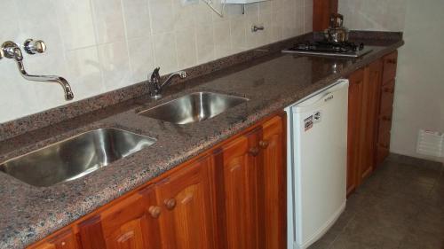 上格拉西亚努娜艾尼公寓的厨房柜台设有水槽和洗碗机。