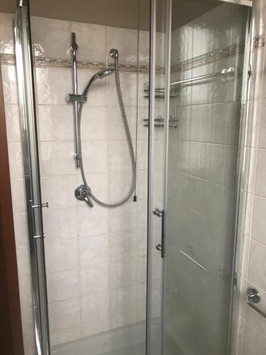 佩斯基耶拉德加达KARINA'S home的浴室里设有玻璃门淋浴