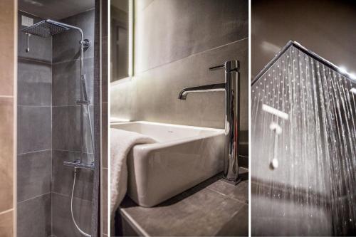 米兰米兰斯派斯酒店的带淋浴、浴缸和盥洗盆的浴室