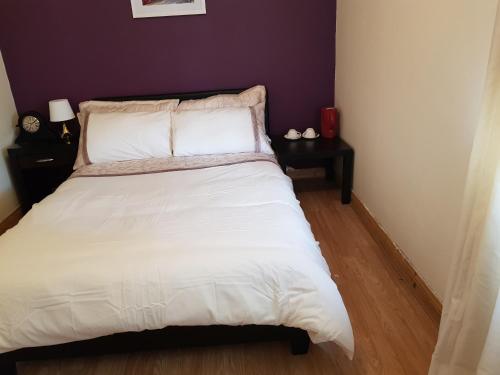 克劳道金阿什米尔旅馆 的卧室配有白色床和紫色墙壁