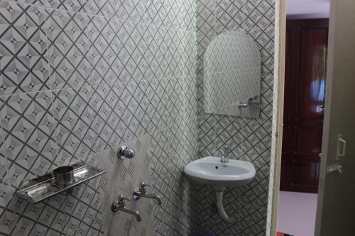 特里凡得琅Puthenchirayil Homestay的一间带水槽和镜子的浴室