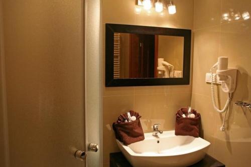 彼得库夫特雷布纳尔斯基阿尔塔米拉酒店的一间带水槽和镜子的浴室