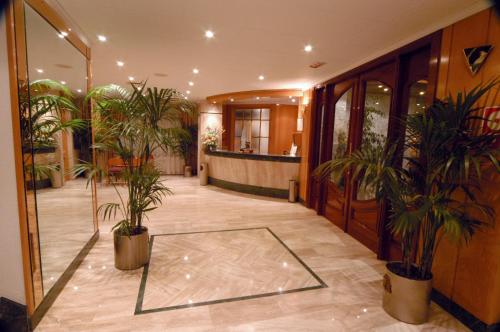 贝尼多姆塔尼特酒店的楼里种植盆栽的大堂