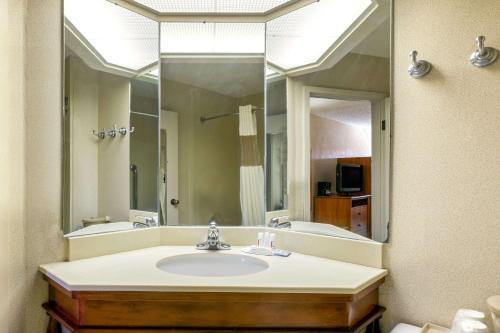 阿马里洛阿马里洛东贝蒙特套房旅馆的一间带水槽和大镜子的浴室