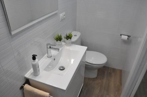 弗里希利亚纳La Casita De Angela的白色的浴室设有水槽和卫生间。