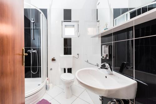 奥布罗瓦茨House Danica的白色的浴室设有水槽和卫生间。