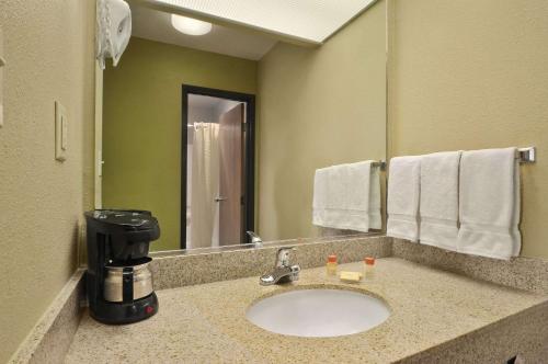 卡尔斯巴德卡尔斯巴德戴斯酒店的浴室配有水槽和咖啡设施。