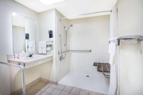 哈里森哈里森戴斯酒店 的带淋浴和盥洗盆的浴室