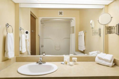 里维耶尔·杜·卢普里维耶尔笃卢普戴斯酒店的一间带水槽和大镜子的浴室
