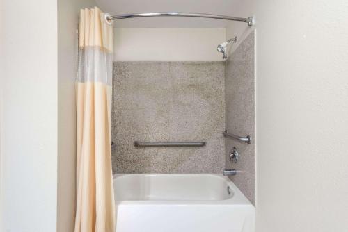 圣彼得斯圣彼得/圣查尔斯戴斯酒店的带浴缸和淋浴帘的浴室
