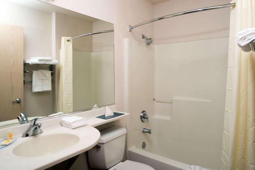 艾尔韦高地艾尔威海兹/斯波坎机场戴斯旅馆及套房酒店的一间带水槽、卫生间和淋浴的浴室