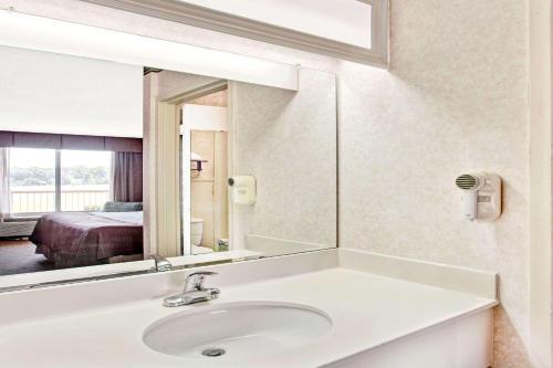 福雷斯特城福里斯特城戴斯酒店的一间带水槽和镜子的浴室