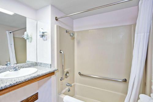 福乐顿市福乐顿戴斯套房酒店的一间带水槽和淋浴的浴室